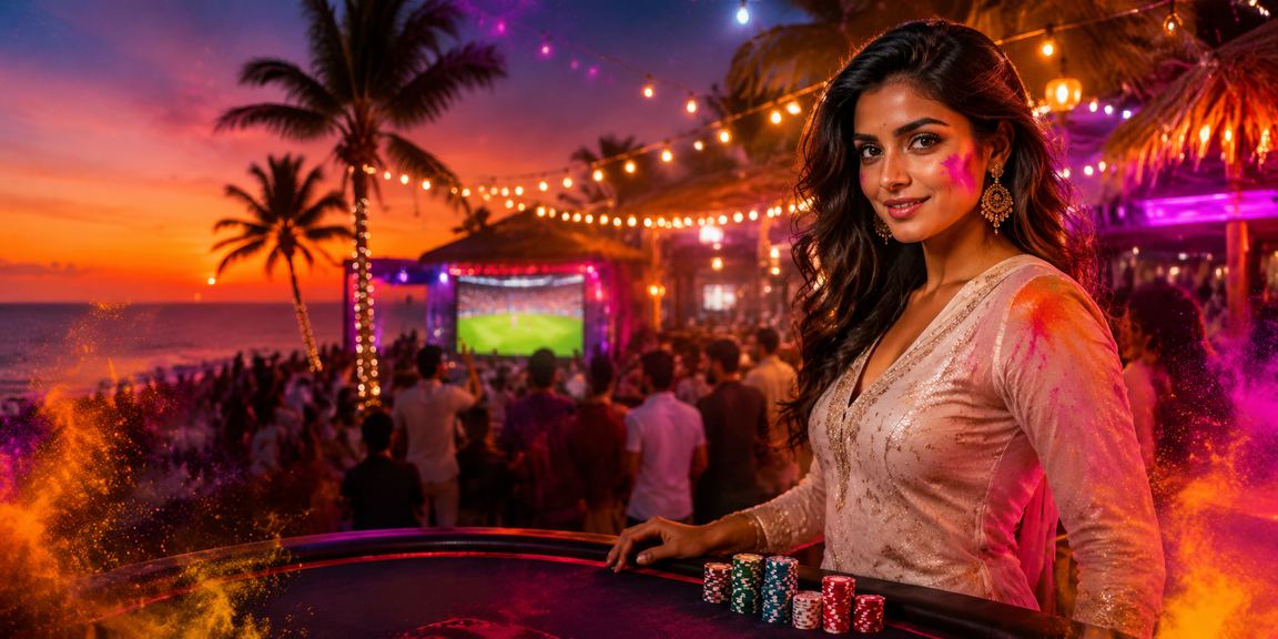 Playing online lottery on mobile in Goa with a serene background