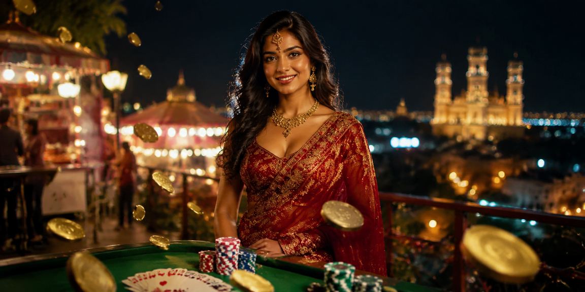 Playing Rummy on mobile in night market